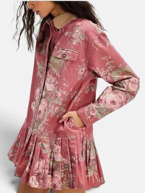 Free People Connor Mini Dress S Floral Button Front Prairie Boho Cotton